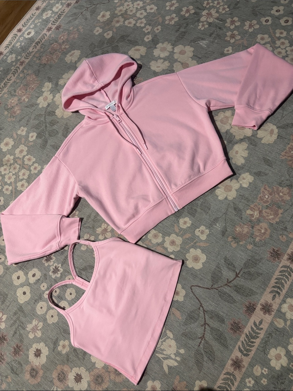 Beyond Yoga Pink Zip-Up Hoodie with Matching Sports Bra
